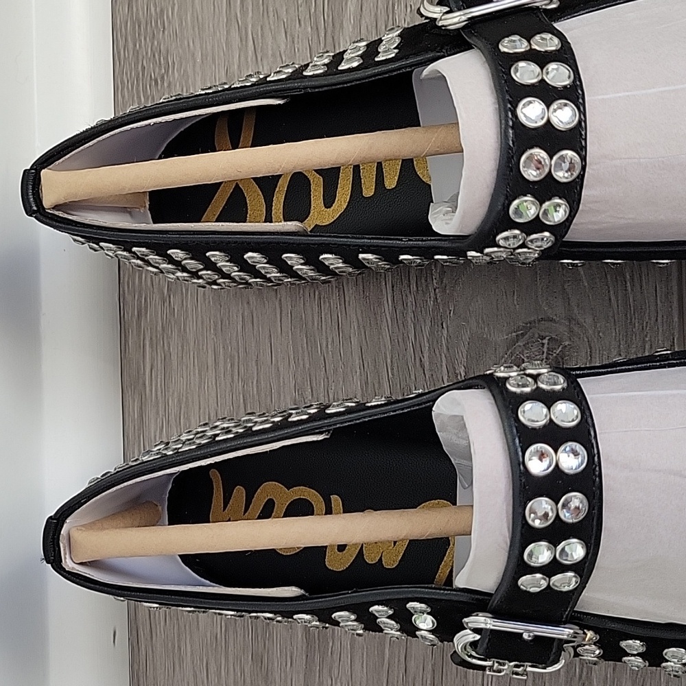 Sam Edelman Michaela Gem Mary Jane Flats Black Suede Noir Size 6M NIB - Picture 4 of 9